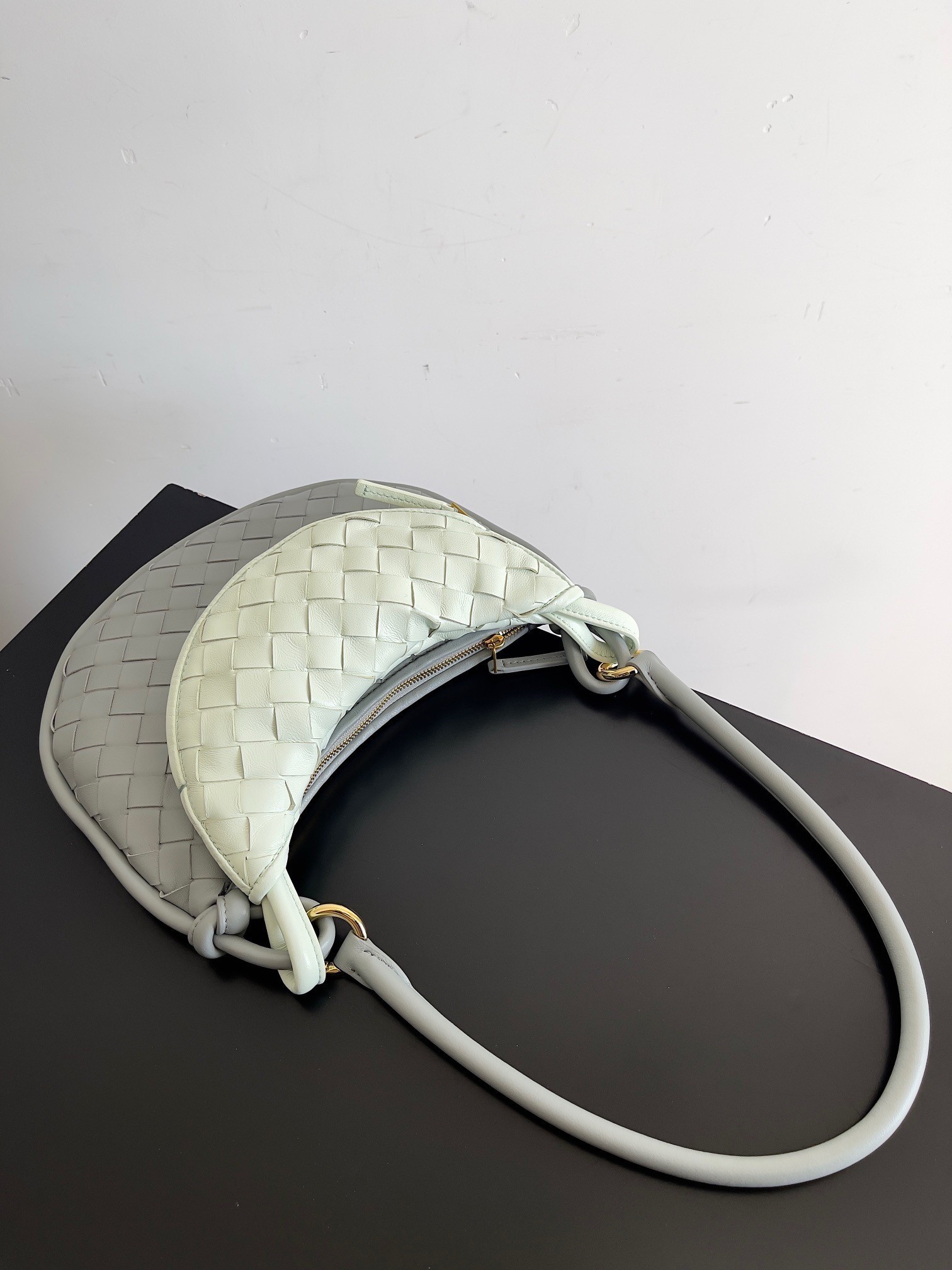 Bottega Veneta Gemelli Small Bag in Grey/Glacier Intrecciato Lambskin 394