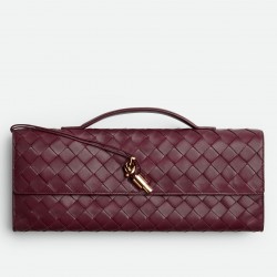 Bottega Veneta Andiamo Clutch with Handle in Barolo Intrecciato Lambskin 505