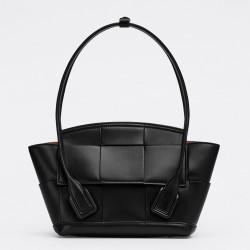 Bottega Veneta Arco Small Bag In Black Intrecciato Calfskin 318