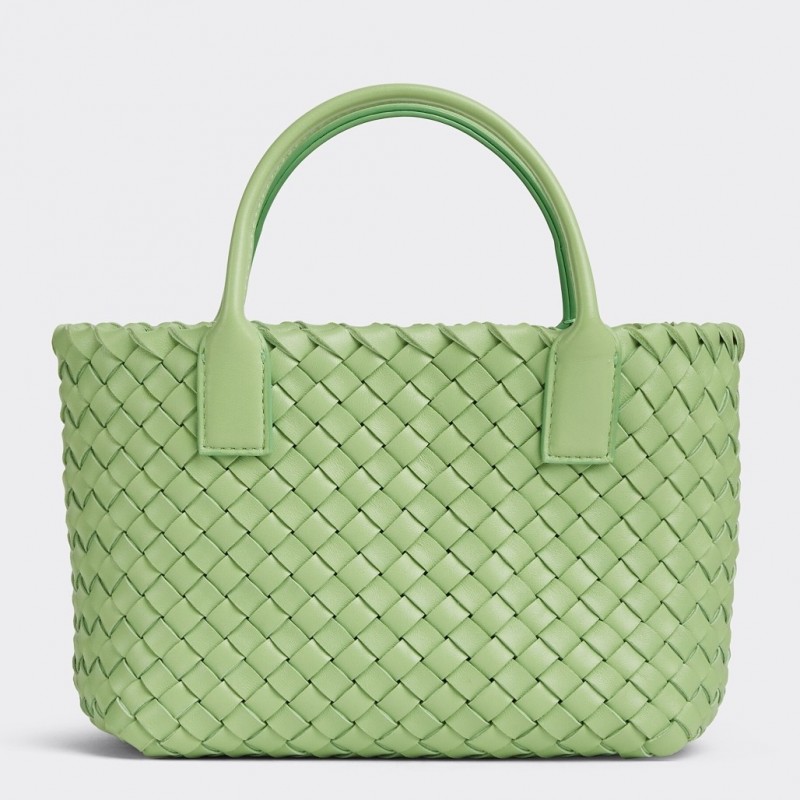 Bottega Veneta Mini Cabat Bag In Pistachio Intrecciato Lambskin 345