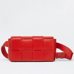 Bottega Veneta Cassette Belt Bag In Red Intrecciato Leather 755