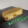 Bottega Veneta Knot Minaudiere Clutch In Gold Intreccio laminated Leather  804