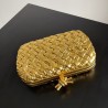 Bottega Veneta Knot Minaudiere Clutch In Gold Intreccio laminated Leather  804