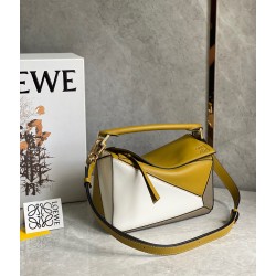 Loewe Puzzle Small Bag In Ochre/White/Taupe Calfskin 354