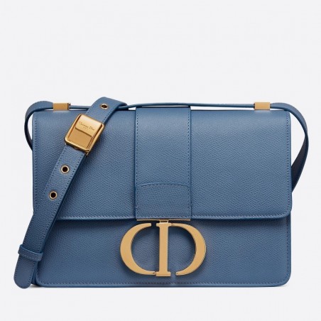 Dior 30 Montaigne Bag In Denim Blue Grained Calfskin 253