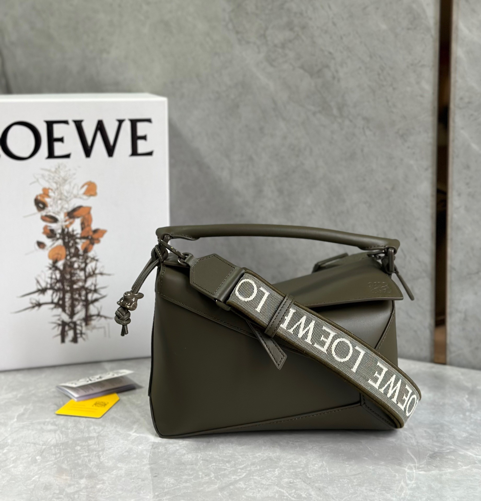 Loewe Puzzle Edge Small Bag In Khaki Green Satin Calfskin 732