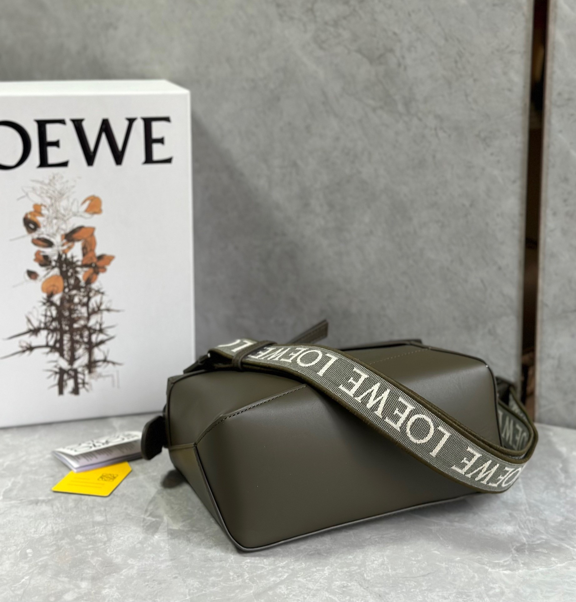 Loewe Puzzle Edge Small Bag In Khaki Green Satin Calfskin 732