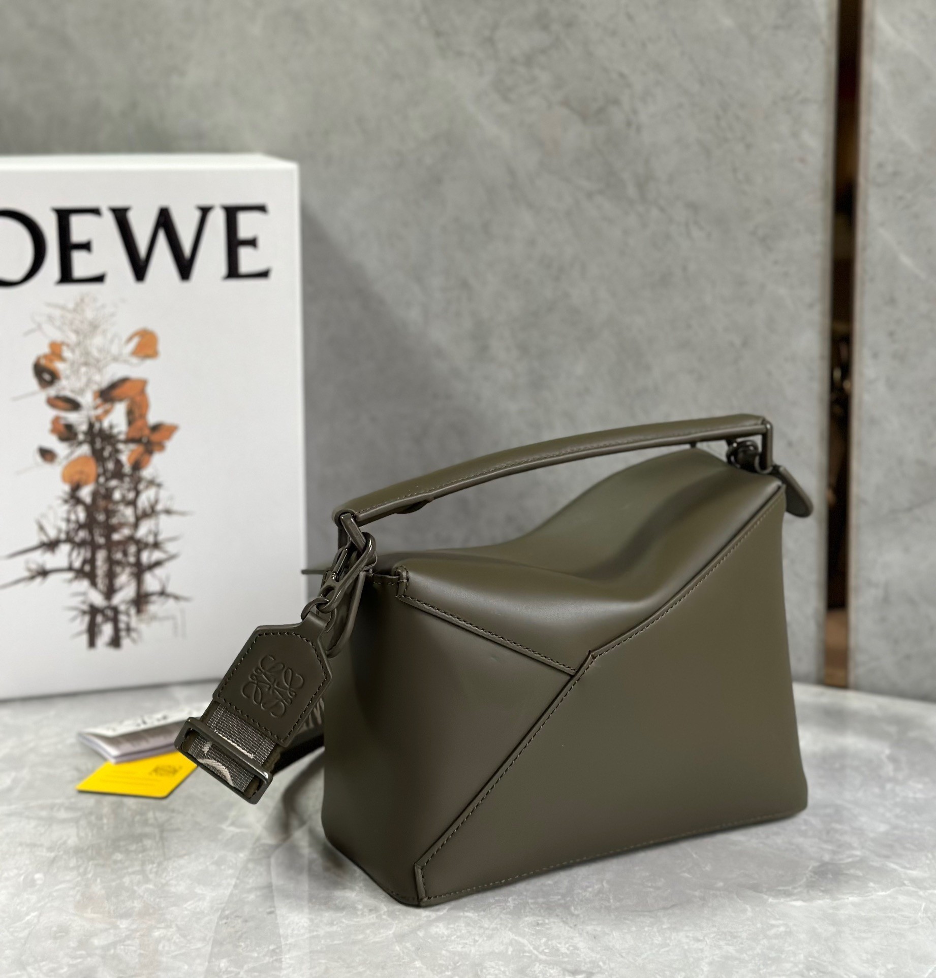 Loewe Puzzle Edge Small Bag In Khaki Green Satin Calfskin 732