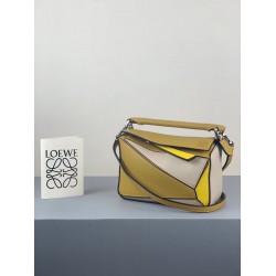 Loewe Mini Puzzle Bag In Ochre/White/Yellow Calfskin 771