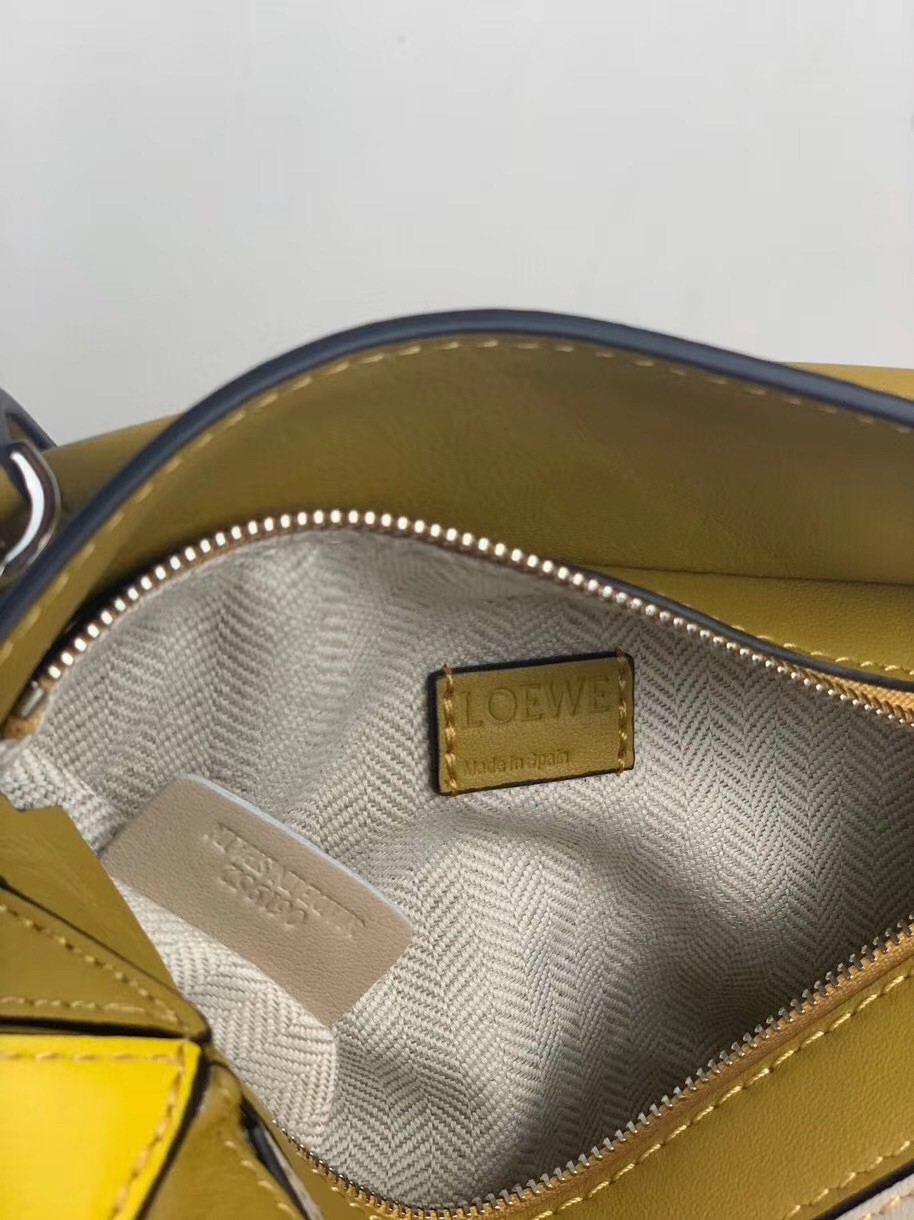 Loewe Mini Puzzle Bag In Ochre/White/Yellow Calfskin 771