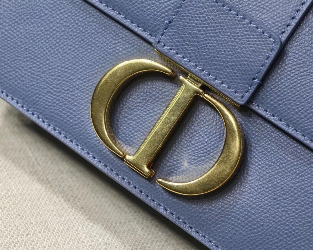 Dior 30 Montaigne Bag In Denim Blue Grained Calfskin 253