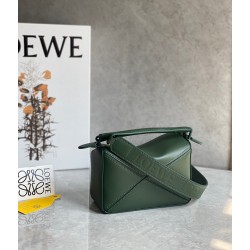 Loewe Puzzle Mini Bag In Vintage Khaki Satin Calfskin 211