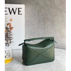 Loewe Puzzle Mini Bag In Vintage Khaki Satin Calfskin 211