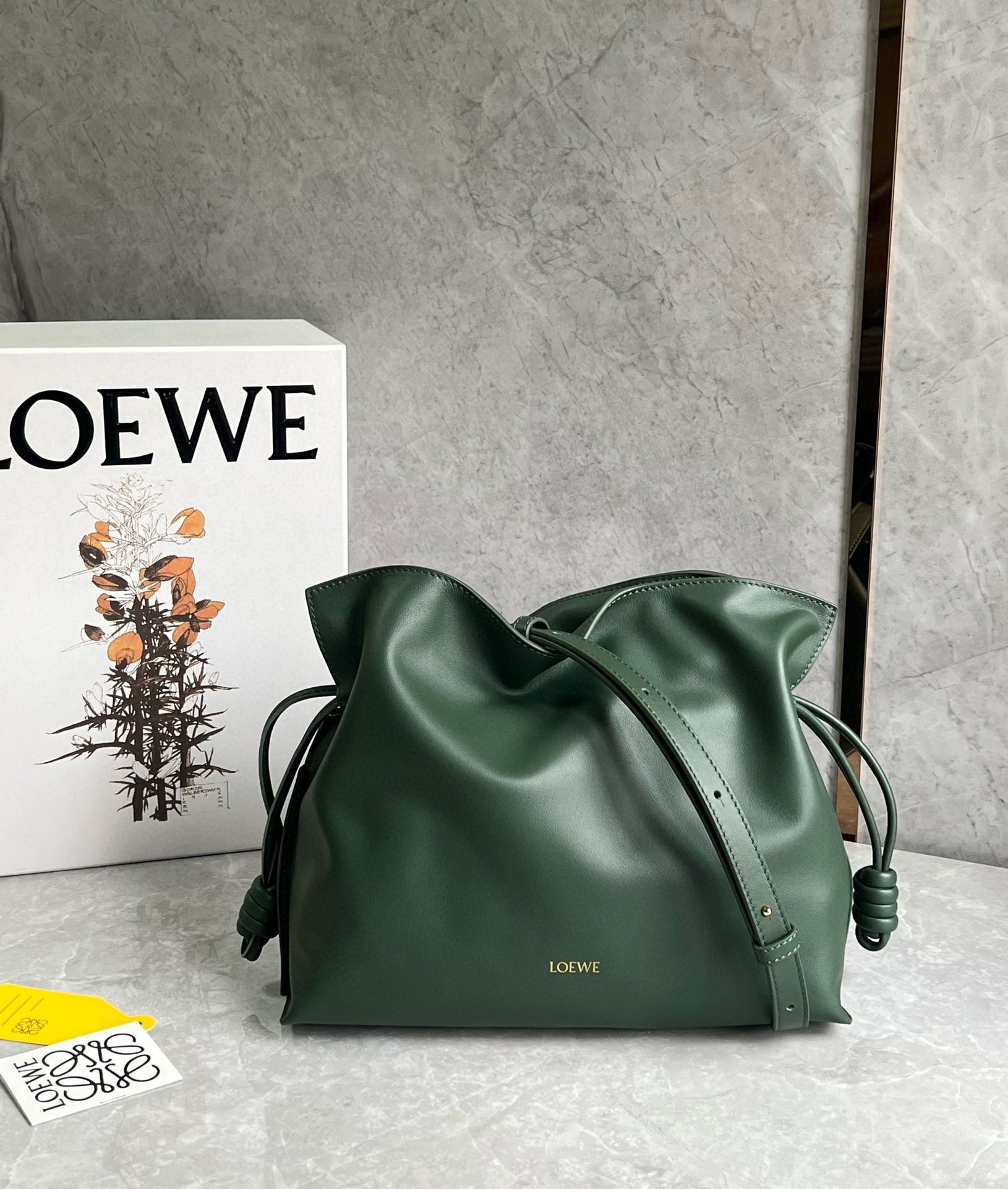 Loewe Flamenco Clutch Bag in Bottle Green Nappa Calfskin  315