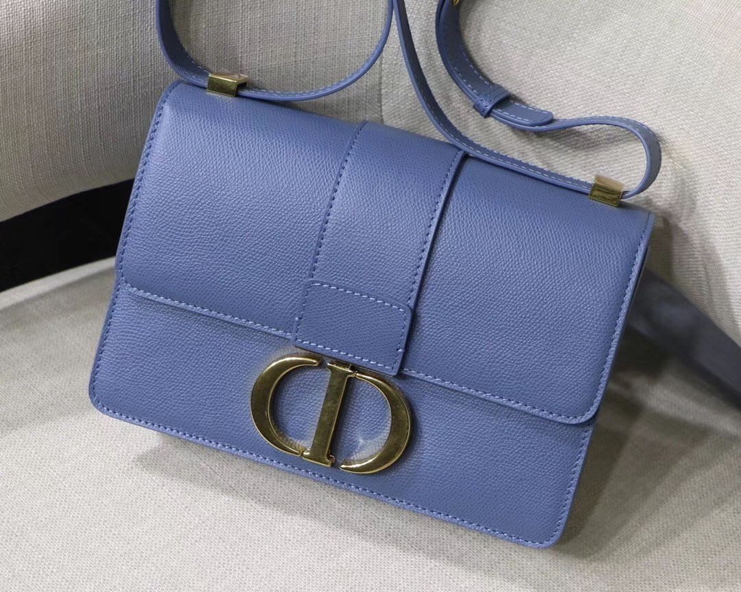 Dior 30 Montaigne Bag In Denim Blue Grained Calfskin 253