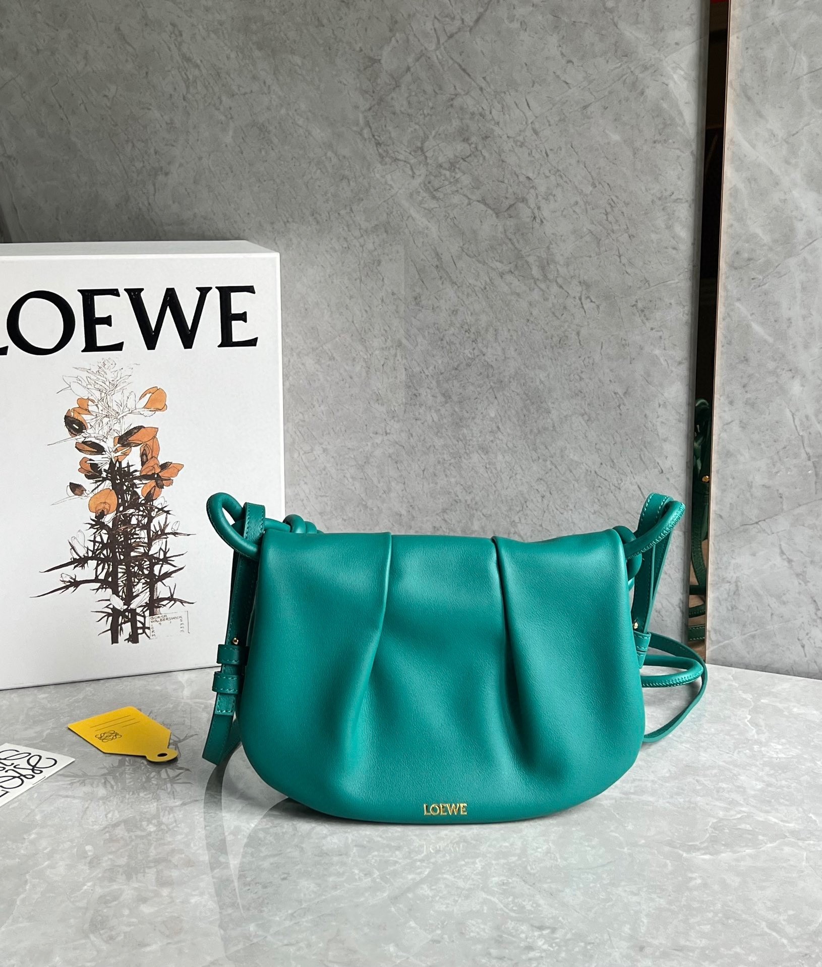 Loewe Paseo Satchel Bag in Green Nappa Leather 343