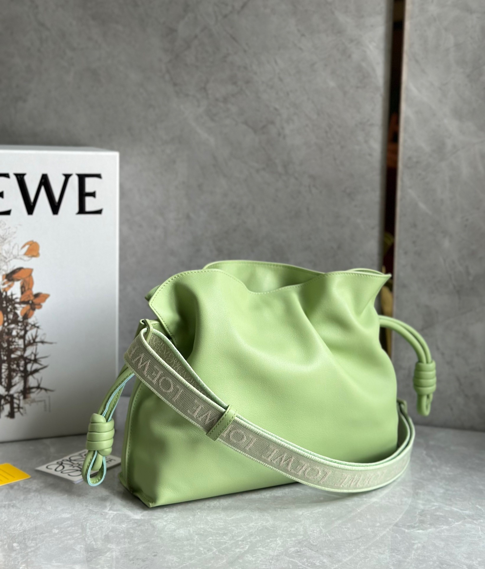 Loewe Flamenco Clutch Bag In Lime Green Leather 383