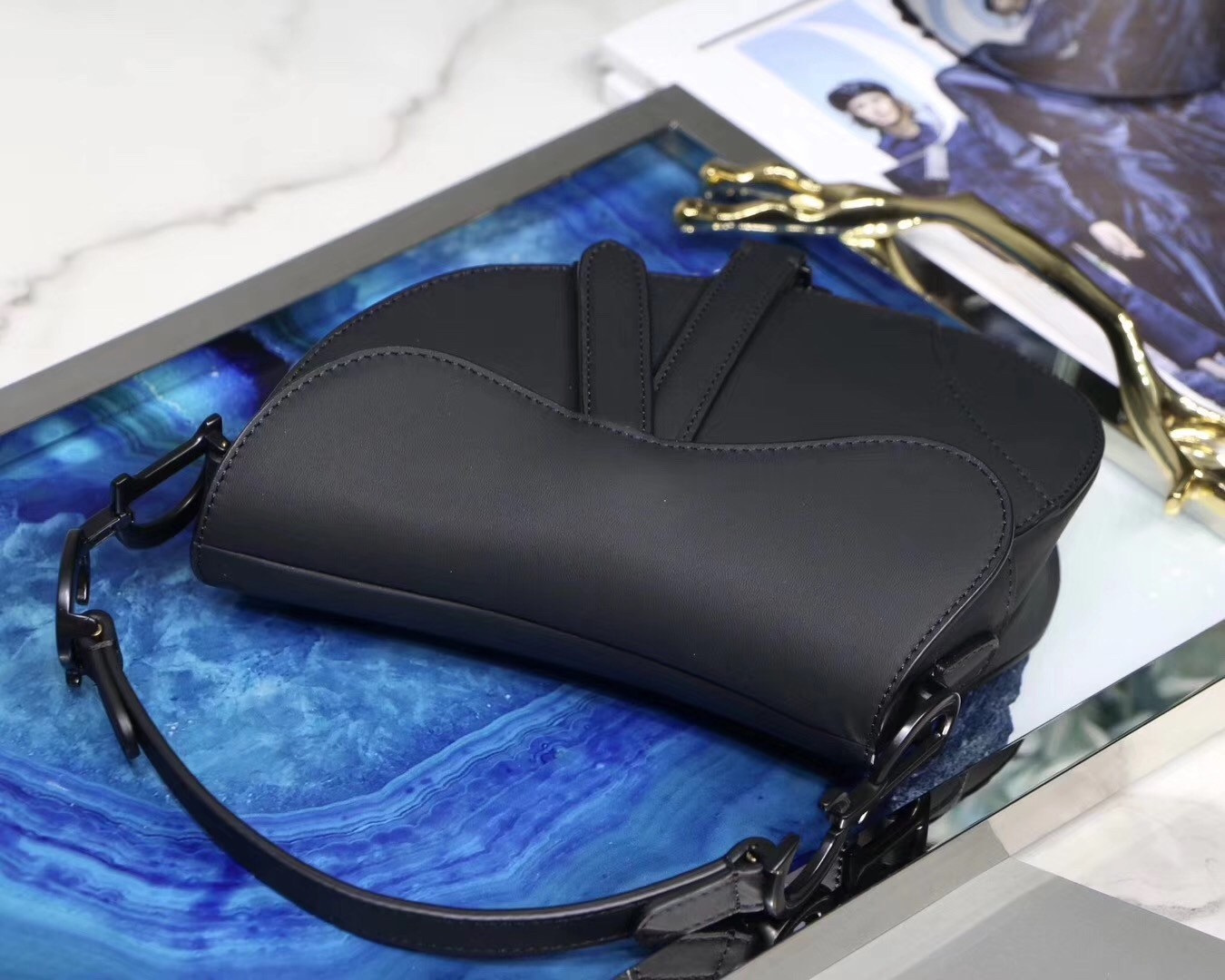 Dior Mini Saddle Bag In Black Ultra Matte Leather 189