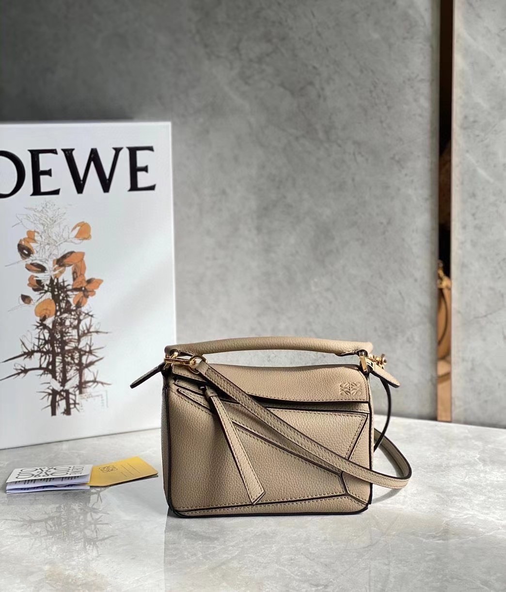 Loewe Puzzle Mini Bag In Sandy Grained Calfskin 412