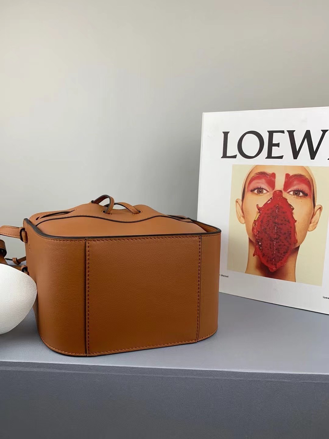 Loewe Mini Hammock Drawstring Bag In Brown Calfskin 339