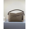 Loewe Large Puzzle Bag In Khaki Grained Leather 394