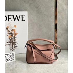 Loewe Puzzle Mini Bag In Dark Blush Grained Calfskin  225