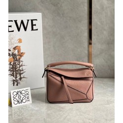 Loewe Puzzle Mini Bag In Dark Blush Grained Calfskin  225