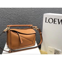 Loewe Small Puzzle Bag In Tan Grained Calfskin 250