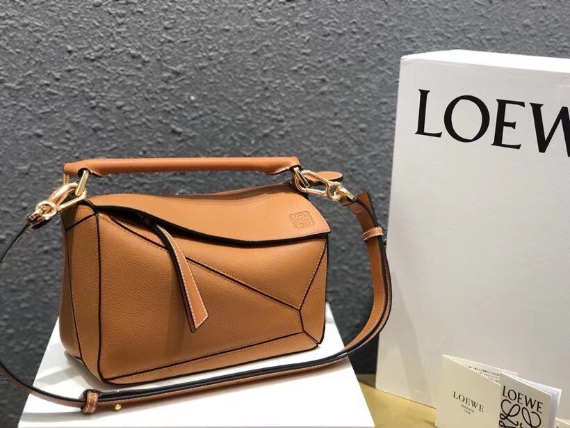 Loewe Small Puzzle Bag In Tan Grained Calfskin 250