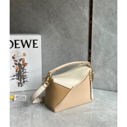 Loewe Puzzle Small Bag in Multicolor Angora and Beige Calfskin 298