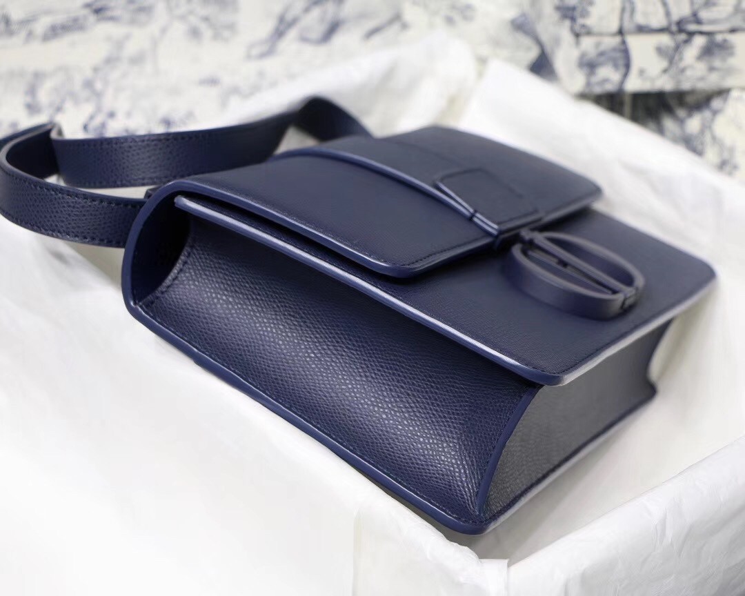 Dior 30 Montaigne Bag In Indigo Blue Matte Grained Calfskin 948