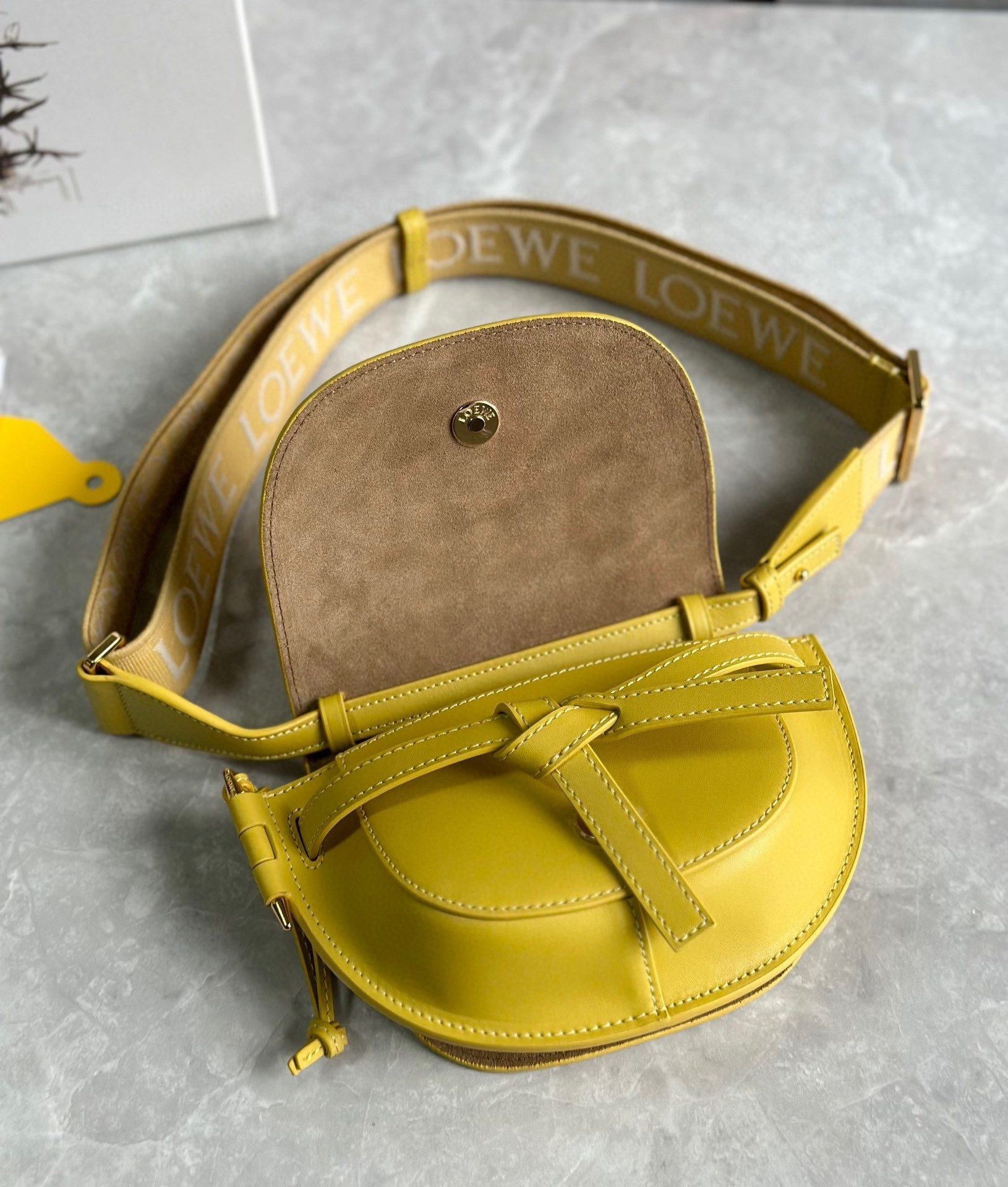 Loewe Gate Dual Mini Bag in Yellow Calfskin 634