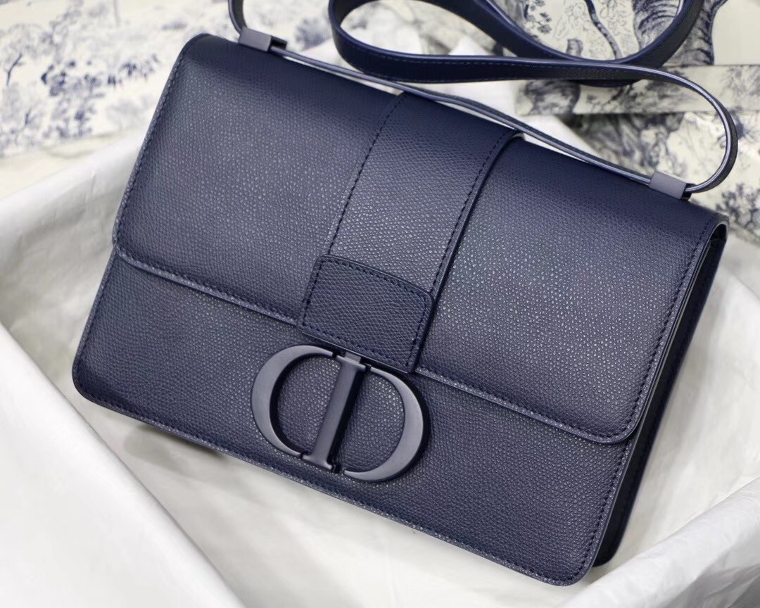 Dior 30 Montaigne Bag In Indigo Blue Matte Grained Calfskin 948