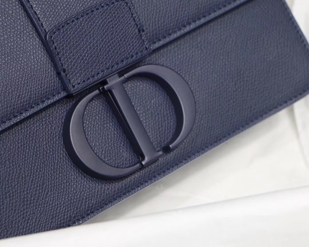 Dior 30 Montaigne Bag In Indigo Blue Matte Grained Calfskin 948