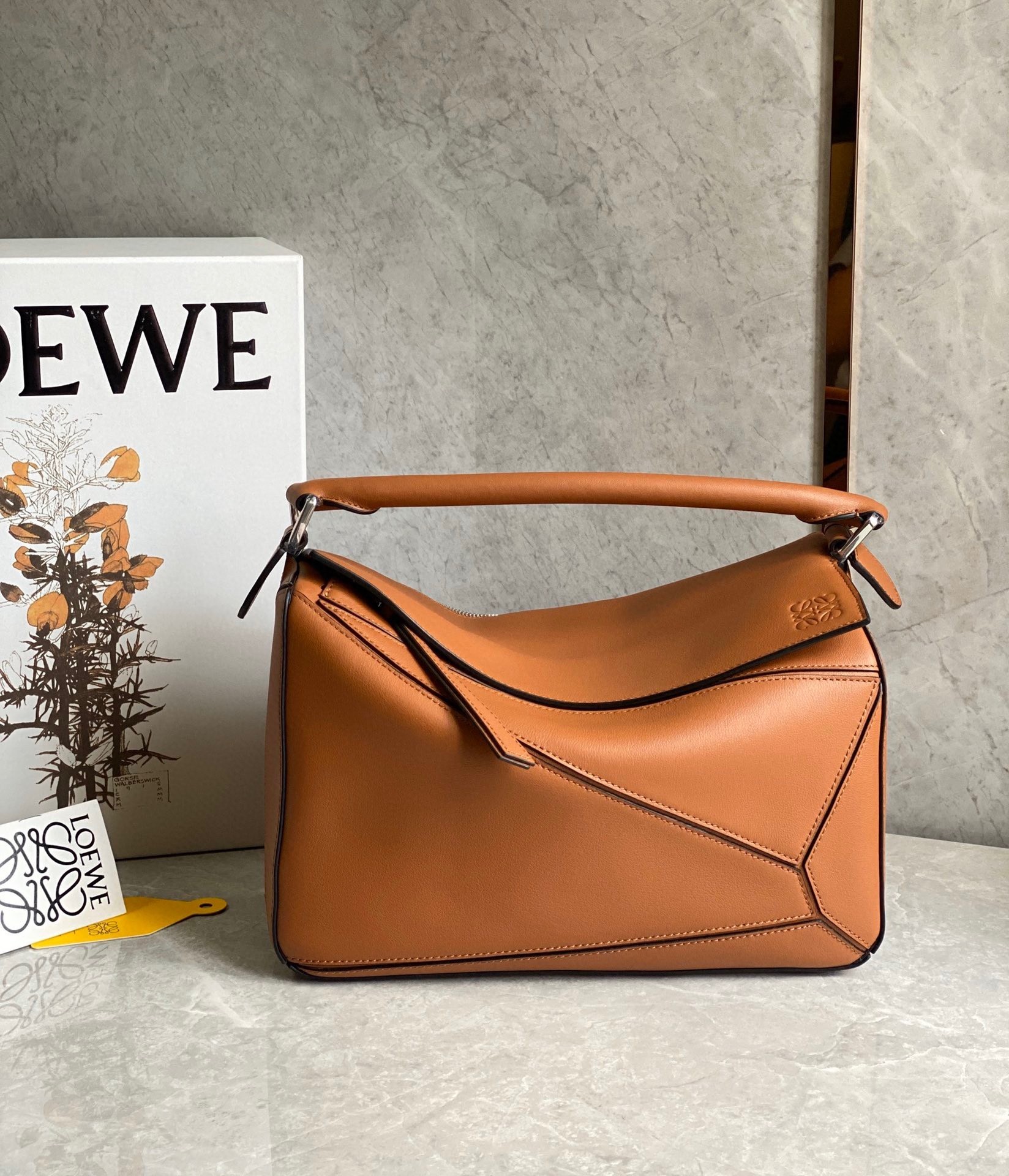 Loewe Puzzle Medium Bag In Brown Classic Calfskin 804