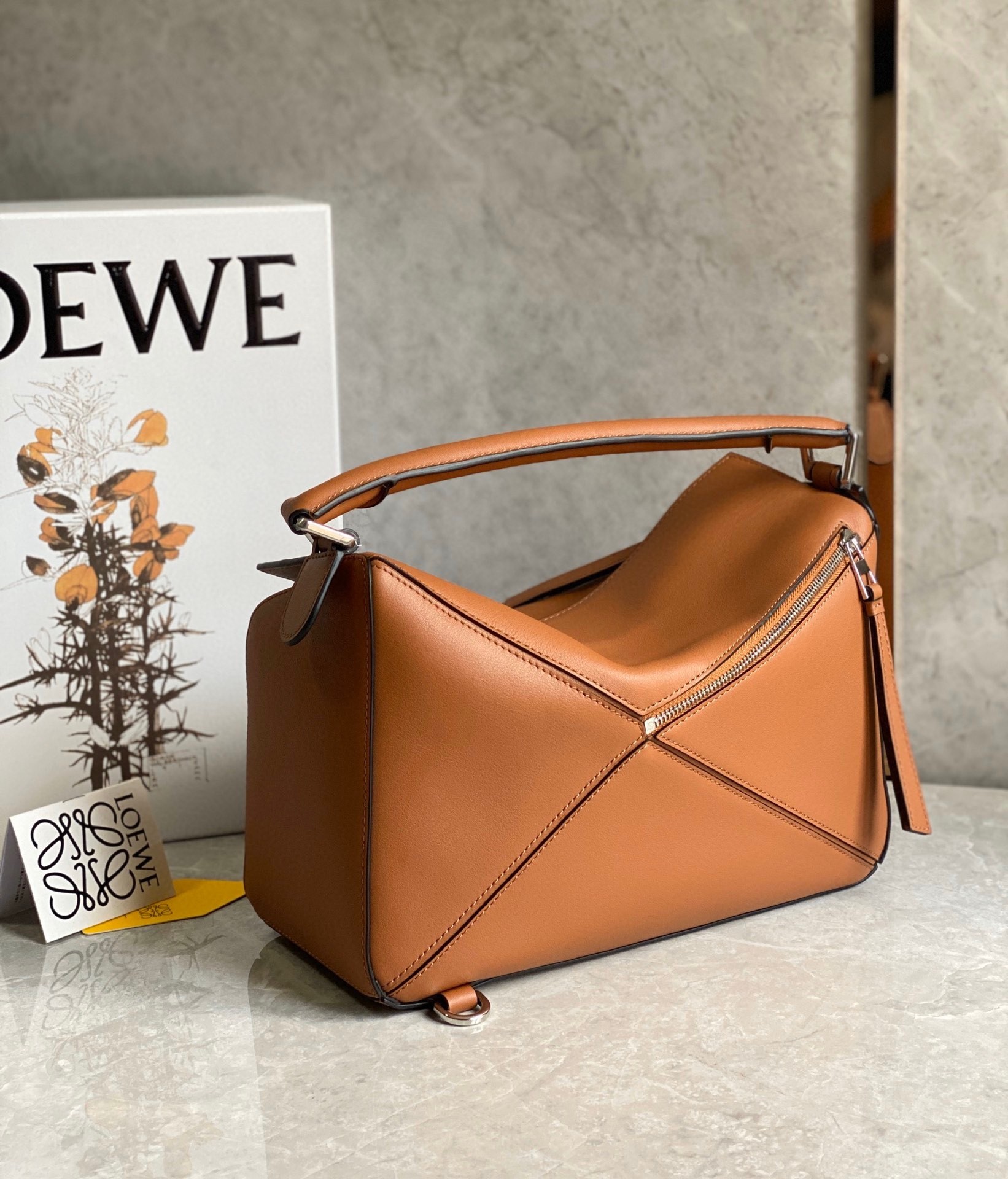 Loewe Puzzle Medium Bag In Brown Classic Calfskin 804