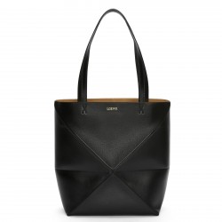 Loewe Medium Puzzle Fold Tote Bag in Black Calfskin 845