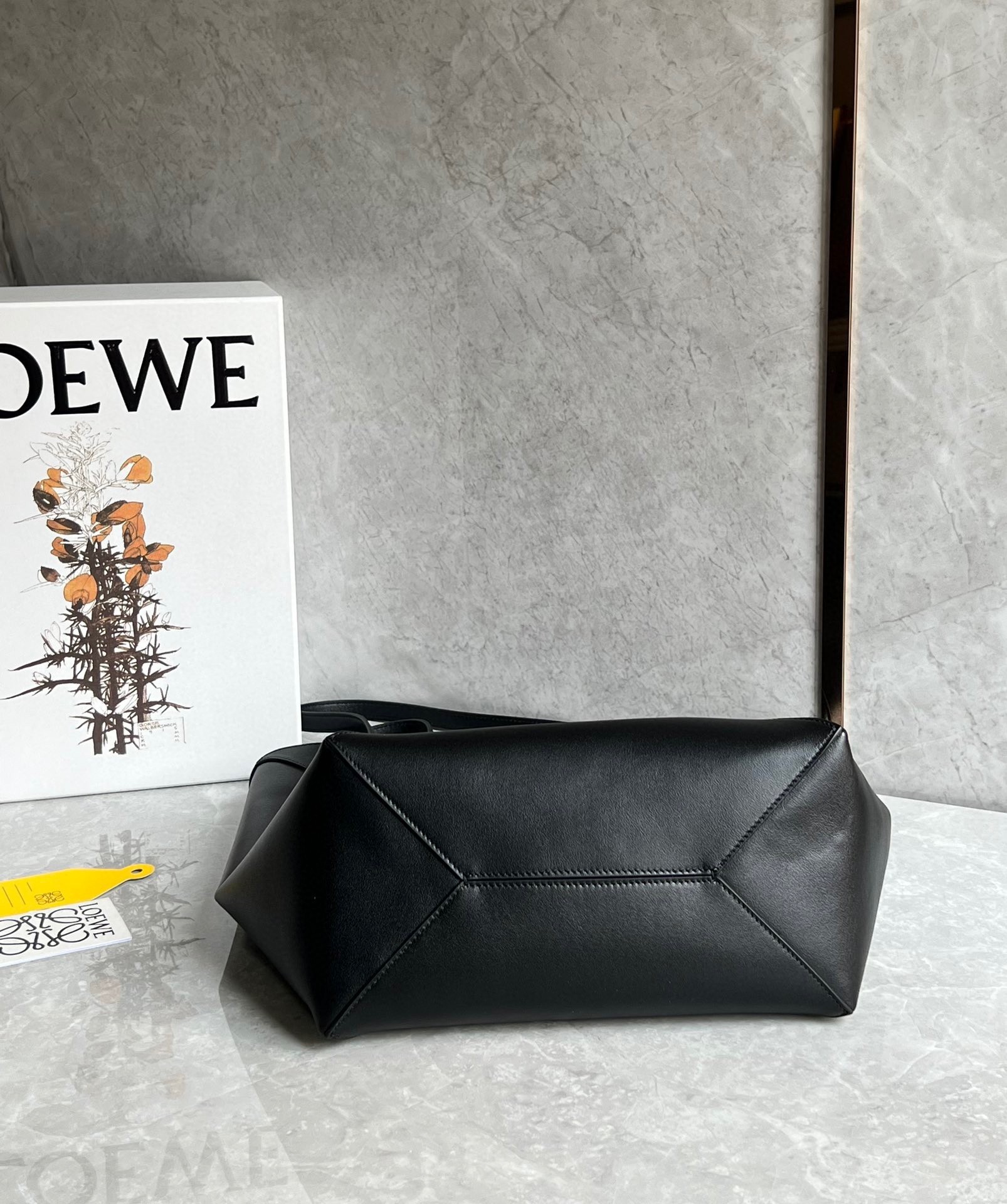 Loewe Medium Puzzle Fold Tote Bag in Black Calfskin 845