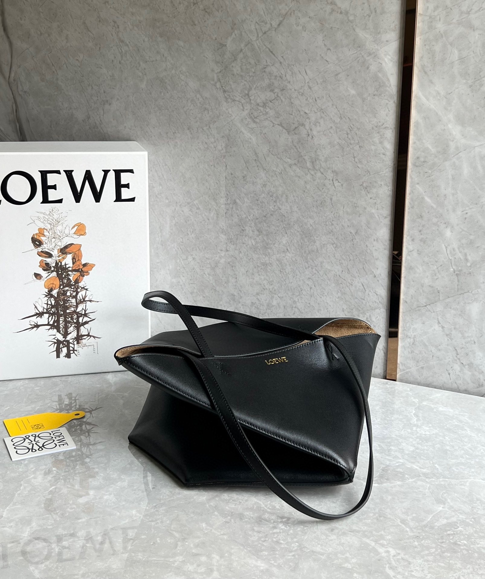 Loewe Medium Puzzle Fold Tote Bag in Black Calfskin 845