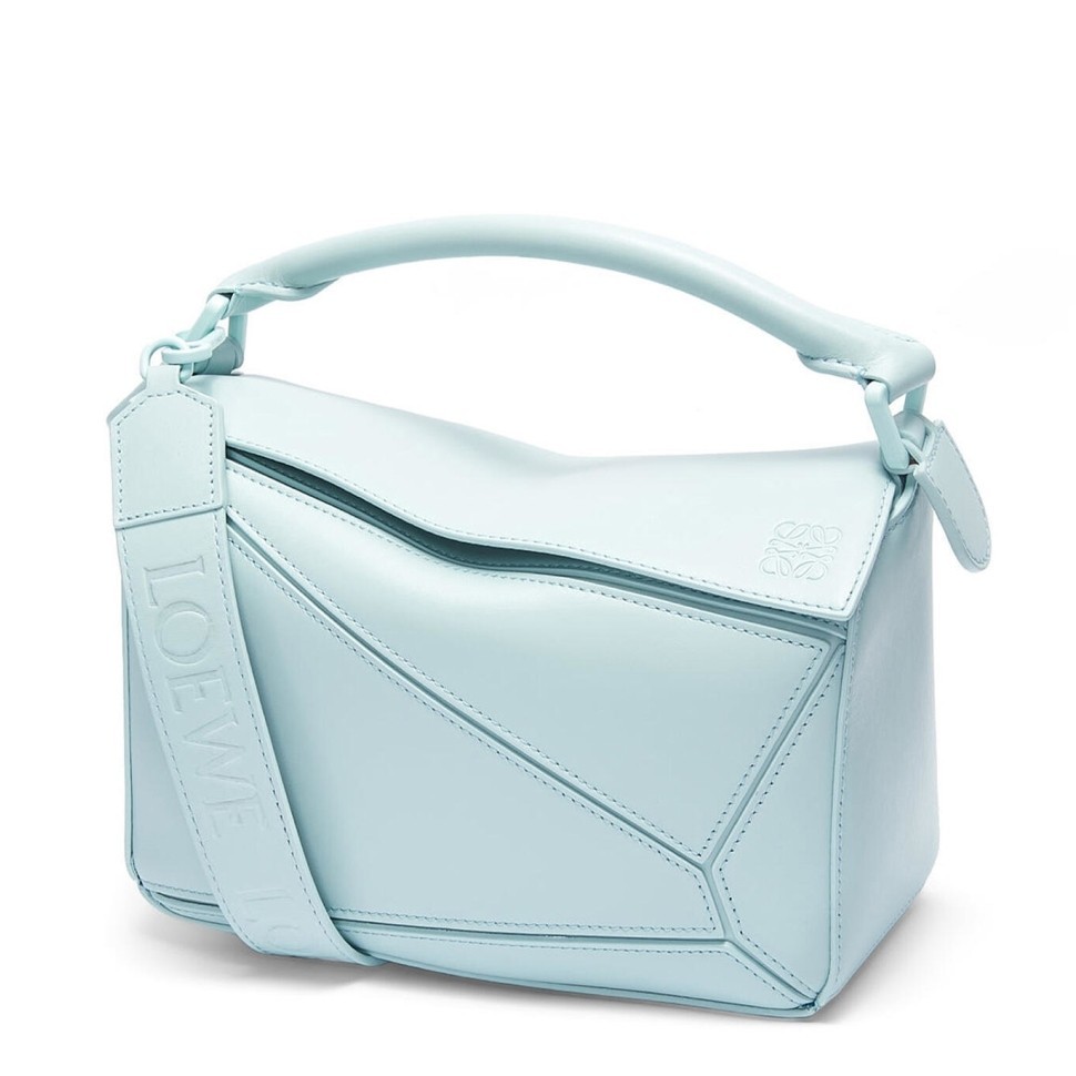 Loewe Puzzle Small Bag In Aquamarine Satin Calfskin 872