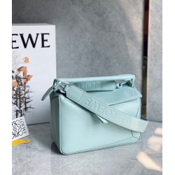 Loewe Puzzle Small Bag In Aquamarine Satin Calfskin 872