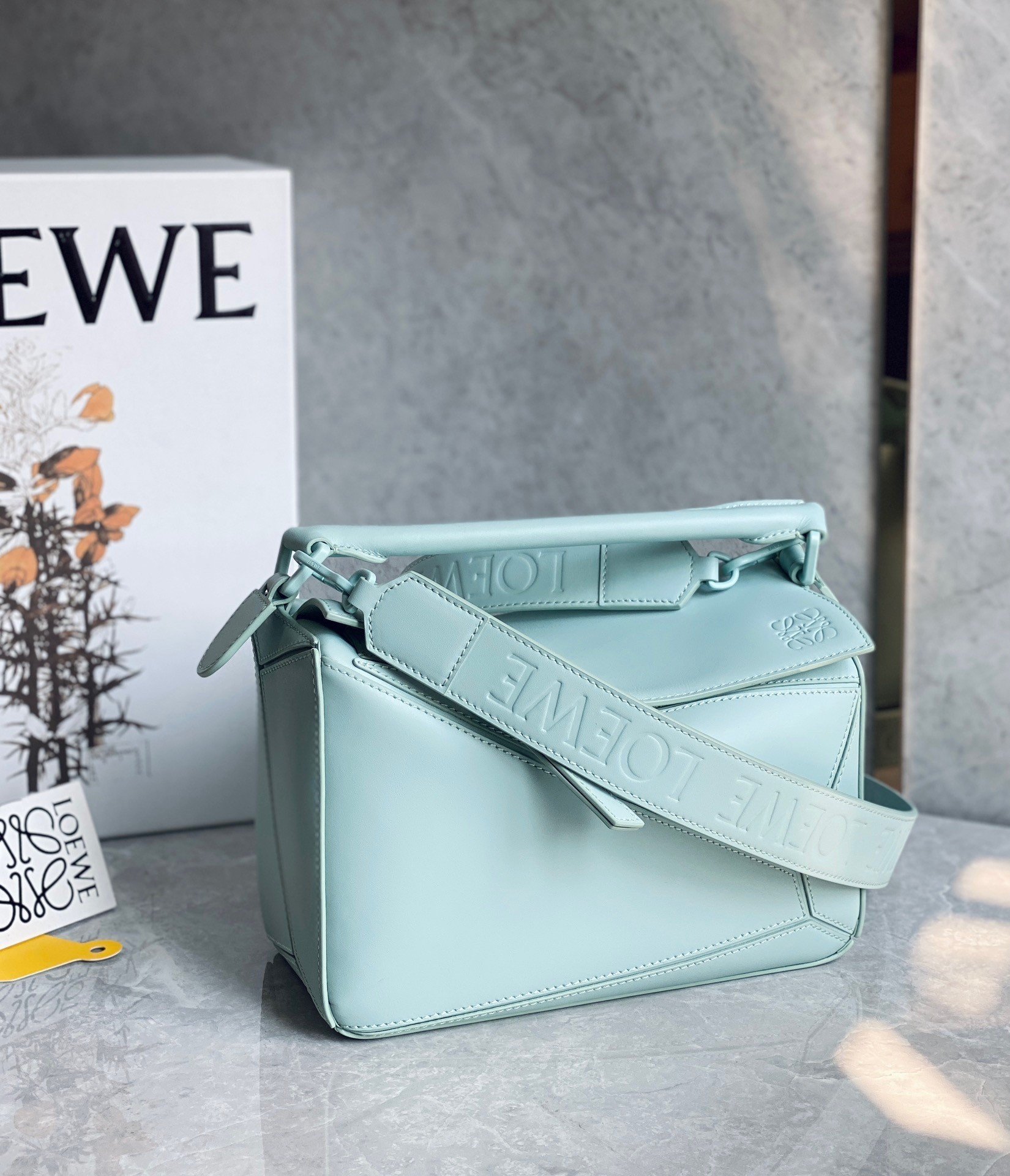 Loewe Puzzle Small Bag In Aquamarine Satin Calfskin 872