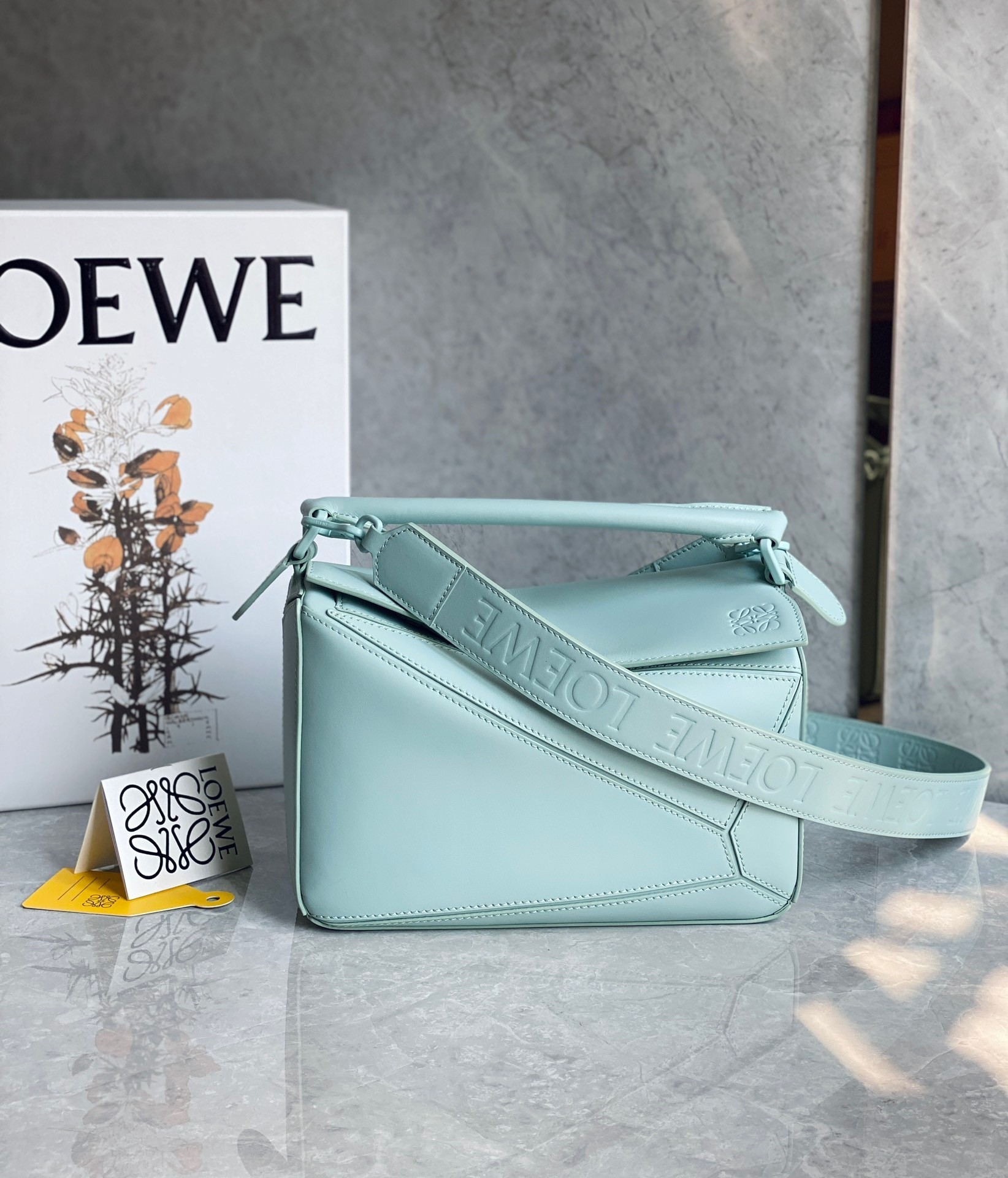 Loewe Puzzle Small Bag In Aquamarine Satin Calfskin 872