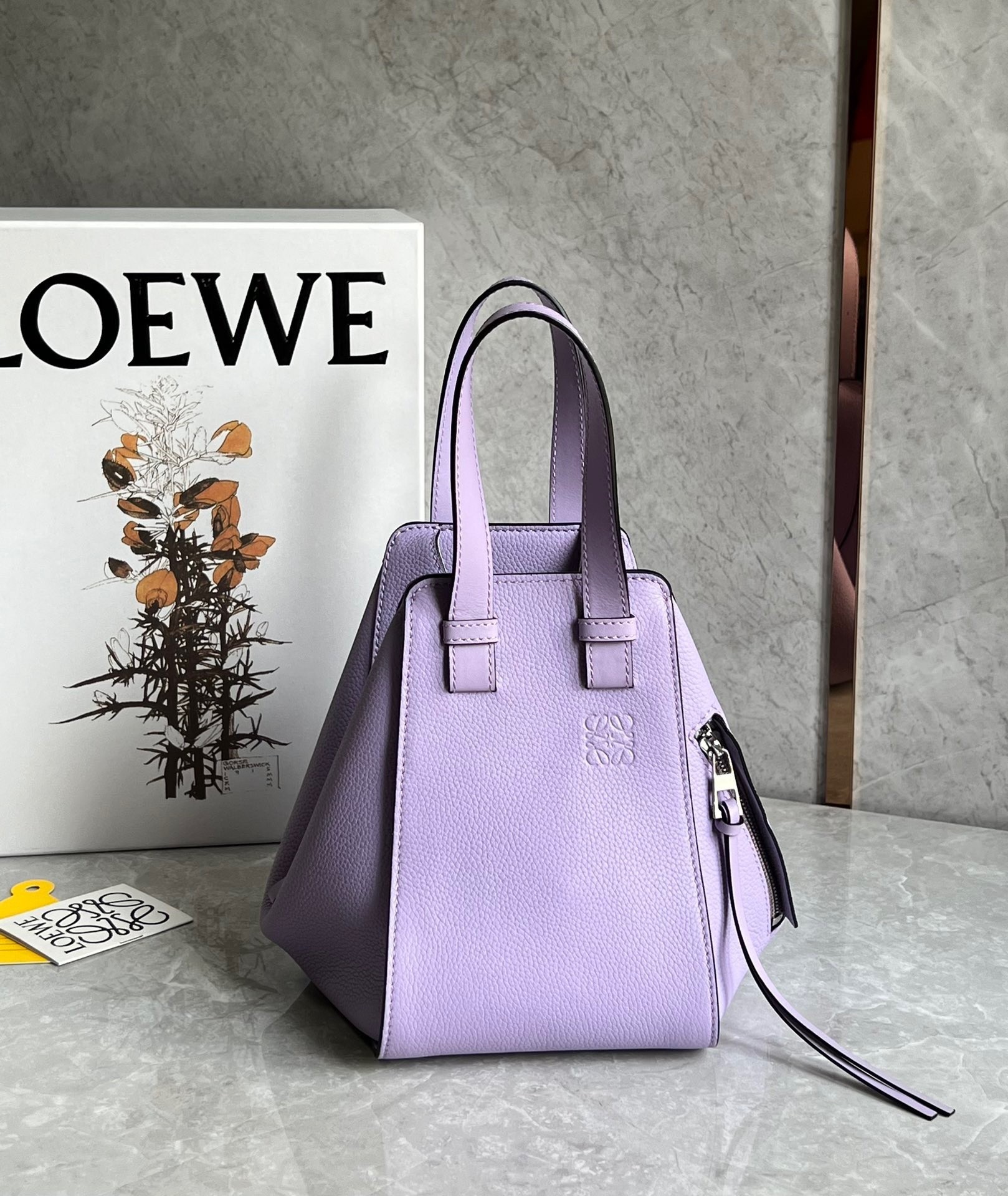 Loewe Compact Hammock Bag in Light Mauve Grained Calfskin 937