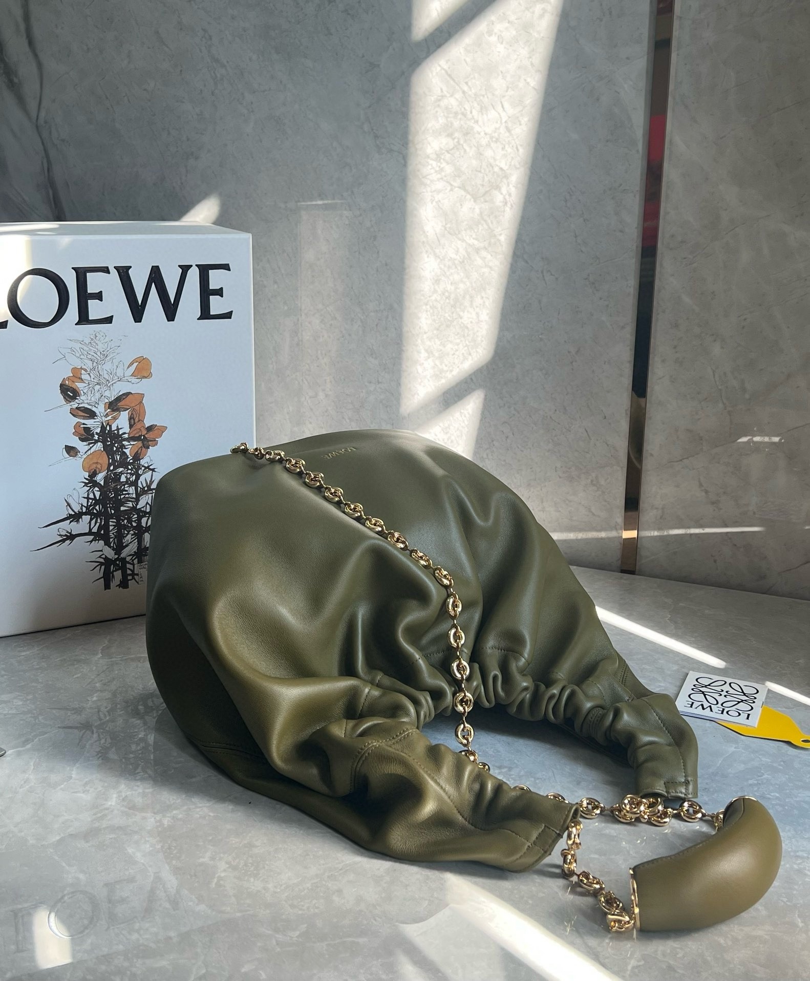 Loewe Medium Squeeze Bag in Olive Nappa Lambskin 975