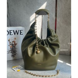 Loewe Medium Squeeze Bag in Olive Nappa Lambskin 975