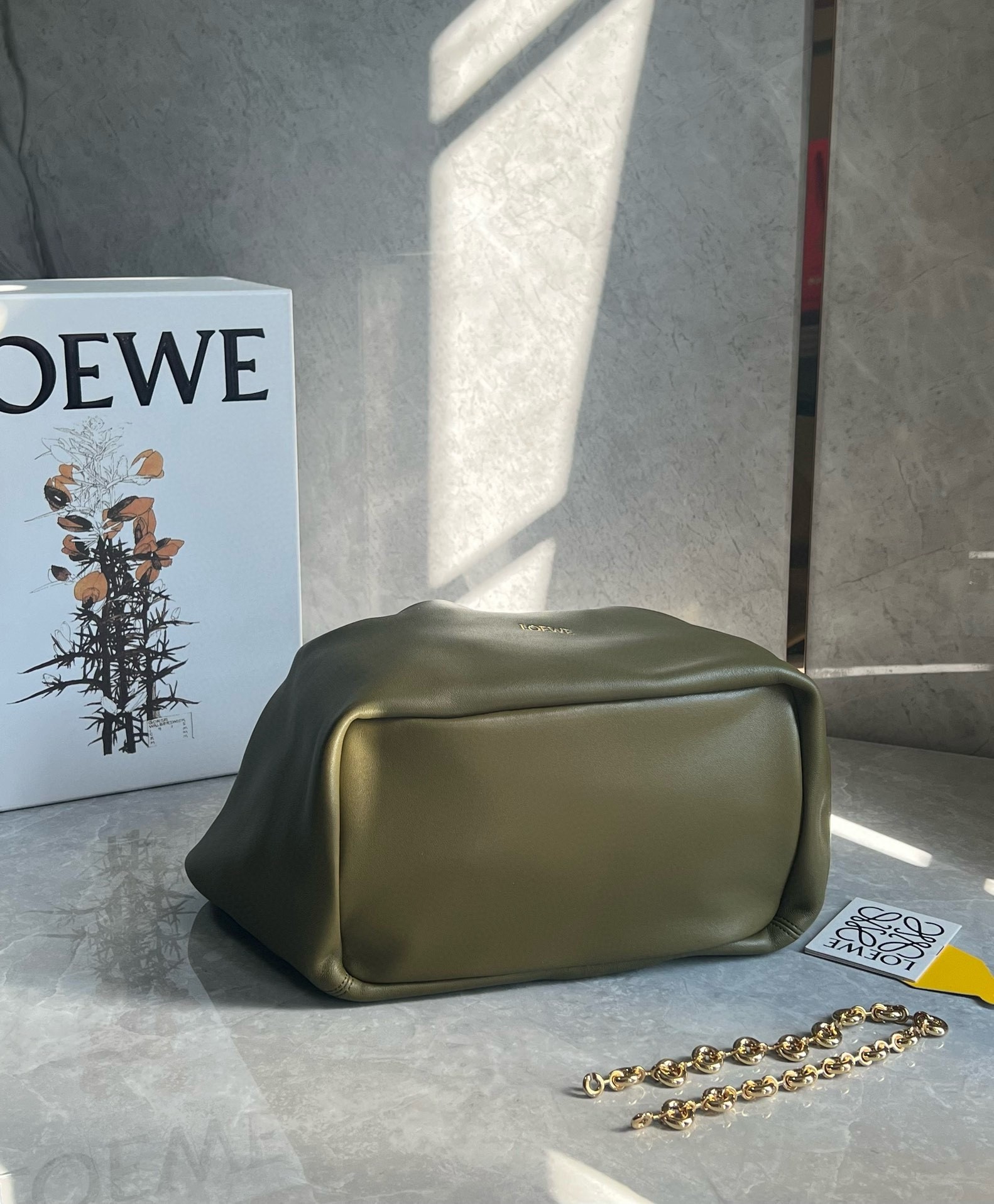 Loewe Medium Squeeze Bag in Olive Nappa Lambskin 975