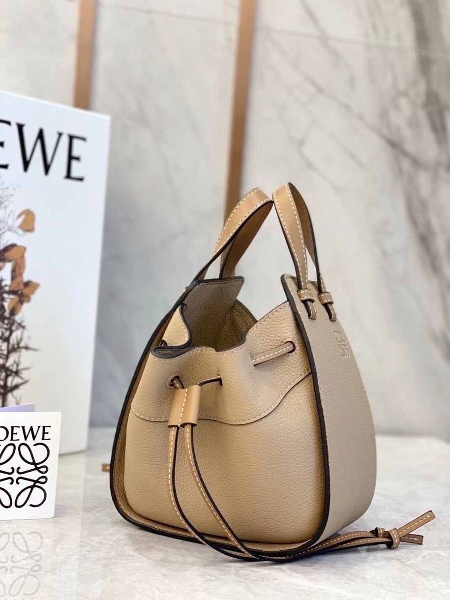 Loewe Mini Hammock Drawstring Bag In Sand Leather 483