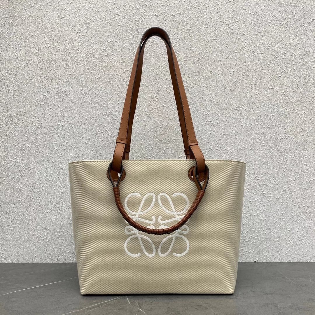 Loewe Anagram Small Tote In Jacquard and Calfskin 575