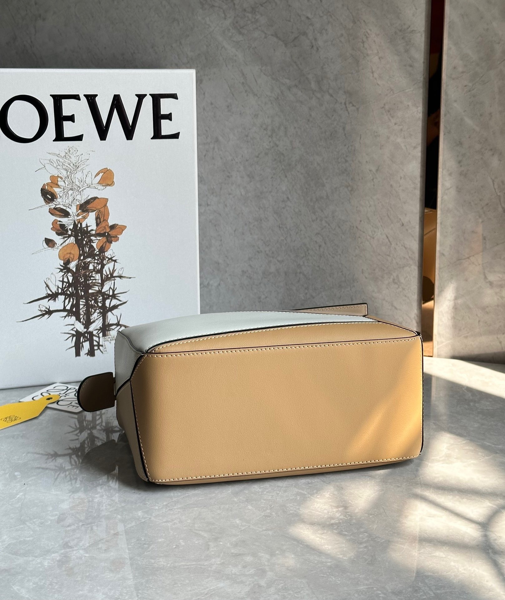 Loewe Puzzle Small Bag in Multicolour Warm Desert and White Calfskin 040